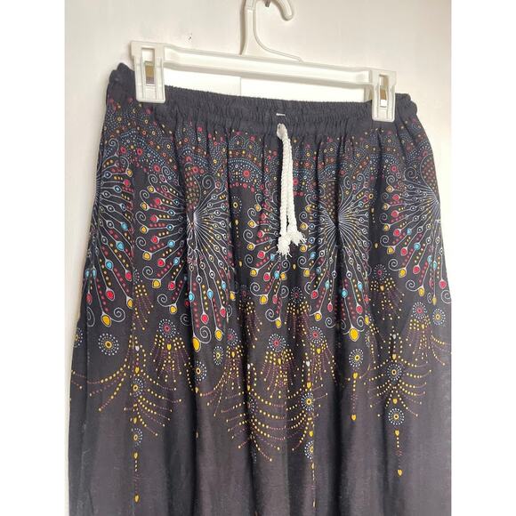 Harem Peacock Pants Womens XL Black Whimsical Fairy Hippie Light Weight Joggers - Picture 2 of 13